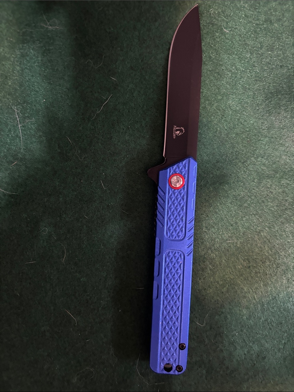 Falcon Blue 440 Stainless Steel Men's Folding Knife with Textured Handle